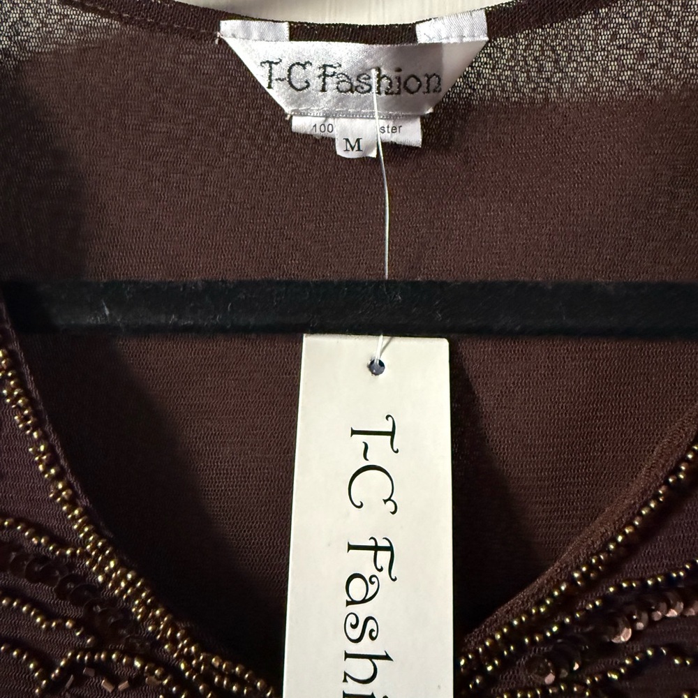 Women's Embellished Brown Top - Picture 2 of 3